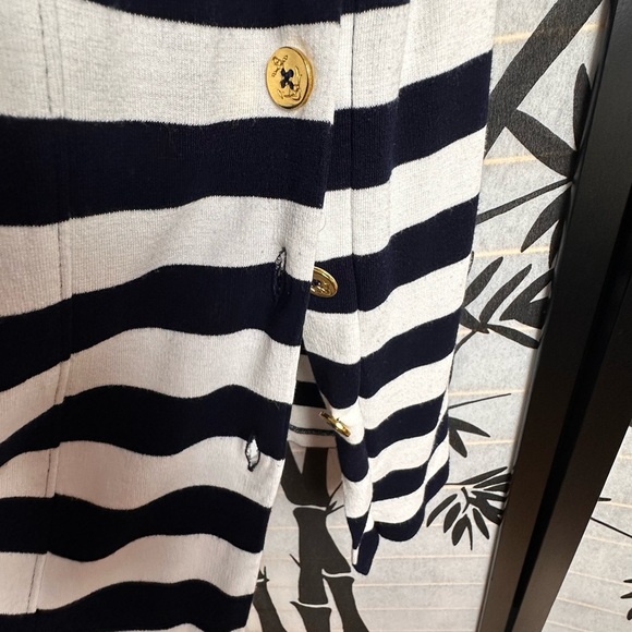 Ralph Lauren Navy White Nautical Stripes Sleeveless Dress with Gold Tone Buttons - Picture 5 of 9